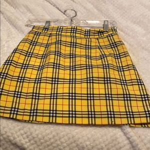 Yellow plaid mini skirt